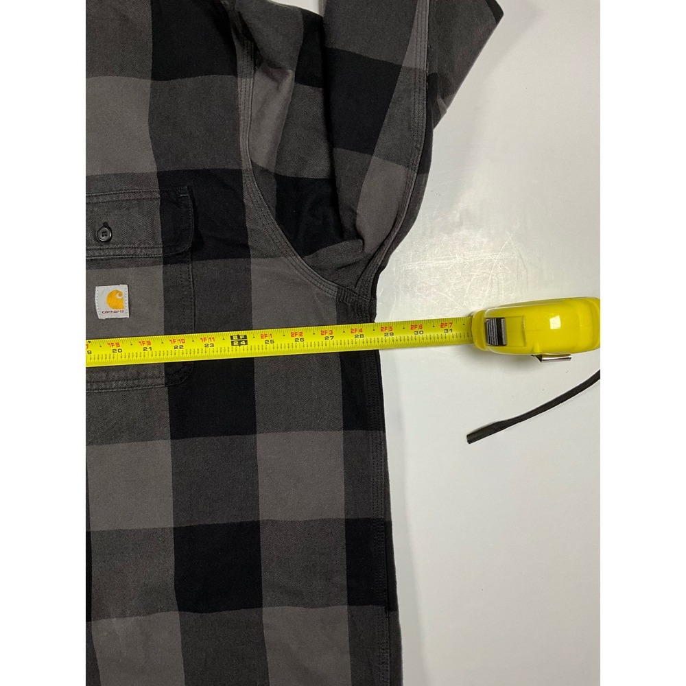 Carhartt Mens 2XL Loose Fit Heavyweight Flannel Long Sleeve Plaid Shirt Gravel - Picture 10 of 15